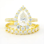 Load image into Gallery viewer, Classic 2 Ct Pear Shape Halo Bridal Ring Set - 2pcs - Wedding Ring
