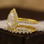 Load image into Gallery viewer, Classic 2 Ct Pear Shape Halo Bridal Ring Set - 2pcs - Wedding Ring
