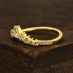 Load image into Gallery viewer, Curved Pear &amp; Round Cut Lab Diamond Contour Band - Wedding Ring
