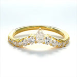 Load image into Gallery viewer, Curved Pear &amp; Round Cut Lab Diamond Contour Band - Wedding Ring
