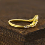 Load image into Gallery viewer, Curved Pear &amp; Round Cut Lab Diamond Contour Band - Wedding Ring
