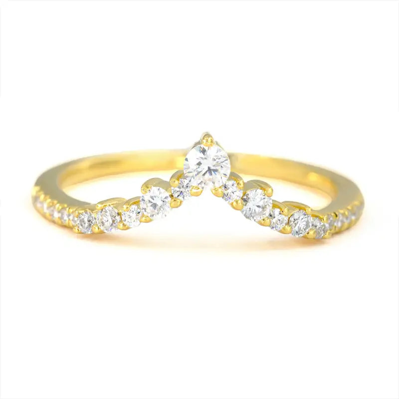 Curved Round Cut Stacking Band - Wedding Ring