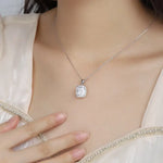 Load image into Gallery viewer, Cushion Cut Lab Diamond Halo Pendant Necklace - Necklace &amp; Pendant
