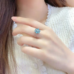 Load image into Gallery viewer, Daisy Pear Cut Blue Moissanite Engagement Ring - Engagement Ring
