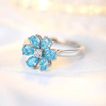 Load image into Gallery viewer, Daisy Pear Cut Blue Moissanite Engagement Ring - Engagement Ring
