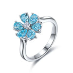 Load image into Gallery viewer, Daisy Pear Cut Blue Moissanite Engagement Ring - Engagement Ring
