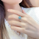 Load image into Gallery viewer, Daisy Pear Cut Blue Moissanite Engagement Ring - Engagement Ring
