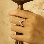 Load image into Gallery viewer, Deep V-Shaped Pear &amp; Round Cut Lab Diamond Contour Band - Wedding Ring
