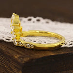 Load image into Gallery viewer, Deep V-Shaped Pear &amp; Round Cut Lab Diamond Contour Band - Wedding Ring
