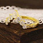 Load image into Gallery viewer, Deep V-Shaped Pear &amp; Round Cut Lab Diamond Contour Band - Wedding Ring
