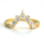 Load image into Gallery viewer, Deep V-Shaped Pear &amp; Round Cut Lab Diamond Contour Band - Wedding Ring
