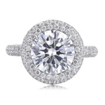 Load image into Gallery viewer, Double Halo 4 Ct Round Cut Moissanite Half Pave Engagement Ring - Engagement Ring
