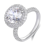 Load image into Gallery viewer, Double Halo 4 Ct Round Cut Moissanite Half Pave Engagement Ring - Engagement Ring
