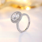 Load image into Gallery viewer, Double Halo 4 Ct Round Cut Moissanite Half Pave Engagement Ring - Engagement Ring
