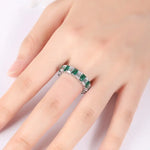 Load image into Gallery viewer, Emerald Cut Lab Emerald Alternating Eternity Band - Wedding Ring
