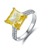 Load image into Gallery viewer, Fancy Vivid Yellow 4 Ct Princess Cut Lab Diamond Half Luxury Pave Engagement Ring (Setting Price Only) - Engagement Ring
