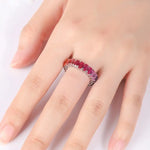 Load image into Gallery viewer, Graduating Pink Sapphire Four Prongs Eternity Band - Wedding Ring
