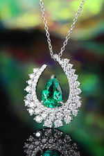 Load image into Gallery viewer, Heart of Tear Lab Emerald Pendant Necklace - Necklace &amp; Pendant
