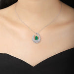 Load image into Gallery viewer, Heart of Tear Lab Emerald Pendant Necklace - Necklace &amp; Pendant
