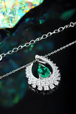 Load image into Gallery viewer, Heart of Tear Lab Emerald Pendant Necklace - Necklace &amp; Pendant
