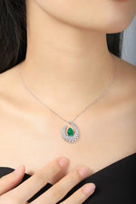 Load image into Gallery viewer, Heart of Tear Lab Emerald Pendant Necklace - Necklace &amp; Pendant
