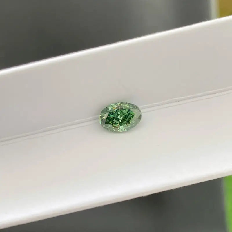 IGI Certified Oval Cut 1.54 Ct Fancy Intense Green Lab Diamond VS1 Clarity - Gemstone