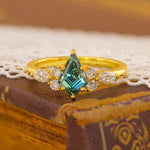 Load image into Gallery viewer, Kite Cut Green Moissanite Cluster Engagement Ring - Engagement Ring
