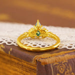 Load image into Gallery viewer, Kite Cut Green Moissanite Cluster Engagement Ring - Engagement Ring
