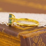 Load image into Gallery viewer, Kite Cut Green Moissanite Cluster Engagement Ring - Engagement Ring
