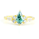 Load image into Gallery viewer, Kite Cut Green Moissanite Cluster Engagement Ring - Engagement Ring
