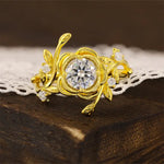 Load image into Gallery viewer, Leafy Rose Round Cut Lab Diamond Engagement Ring - Engagement Ring
