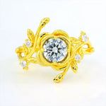 Load image into Gallery viewer, Leafy Rose Round Cut Lab Diamond Engagement Ring - Engagement Ring
