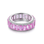 Load image into Gallery viewer, Lovely Emerald Cut Pink Sapphire Eternity Band - Wedding Ring
