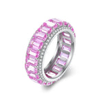 Load image into Gallery viewer, Lovely Emerald Cut Pink Sapphire Eternity Band - Wedding Ring
