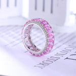 Load image into Gallery viewer, Lovely Emerald Cut Pink Sapphire Eternity Band - Wedding Ring
