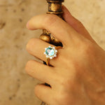 Load image into Gallery viewer, Luna Halo Oval Cut Lab Paraiba engagement ring - Engagement Ring
