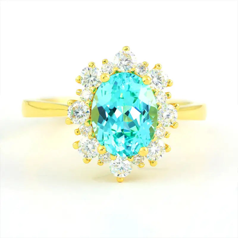 Luna Halo Oval Cut Lab Paraiba engagement ring - Engagement Ring