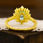 Load image into Gallery viewer, Luna Halo Oval Cut Lab Paraiba engagement ring - Engagement Ring
