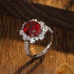 Load image into Gallery viewer, Luxury 7.56 Ct Lab Ruby Cluster Half Pave Engagement Ring - Engagement Ring
