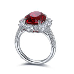 Load image into Gallery viewer, Luxury 7.56 Ct Lab Ruby Cluster Half Pave Engagement Ring - Engagement Ring
