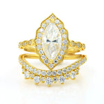 Load image into Gallery viewer, Luxury Contour Marquise Cut Lab Diamond Bridal Rings - 2 pcs - Wedding Ring
