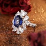 Load image into Gallery viewer, Luxury Marquise &amp; Pear Cluster 8.4 Ct Lab Blue Sapphire Engagement Ring - Engagement Ring
