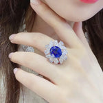 Load image into Gallery viewer, Luxury Marquise &amp; Pear Cluster 8.4 Ct Lab Blue Sapphire Engagement Ring - Engagement Ring
