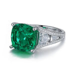 Load image into Gallery viewer, Luxury Pave 5.4 Ct Cushion Cut Lab Emerald Three-Stone Engagement Ring - Engagement Ring
