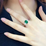 Load image into Gallery viewer, Oval Cut Lab Emerald Three-Stone Engagement Ring - Engagement Ring
