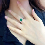 Load image into Gallery viewer, Oval Cut Lab Emerald Three-Stone Engagement Ring - Engagement Ring
