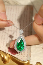 Load image into Gallery viewer, Pear Cut Columbia Green Lab Emerald Cluster Pendant Necklace - Necklace &amp; Pendant
