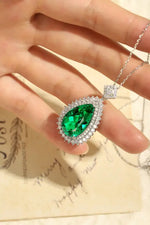 Load image into Gallery viewer, Pear Cut Columbia Green Lab Emerald Cluster Pendant Necklace - Necklace &amp; Pendant
