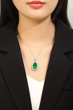 Load image into Gallery viewer, Pear Cut Columbia Green Lab Emerald Cluster Pendant Necklace - Necklace &amp; Pendant
