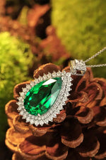 Load image into Gallery viewer, Pear Cut Columbia Green Lab Emerald Cluster Pendant Necklace - Necklace &amp; Pendant
